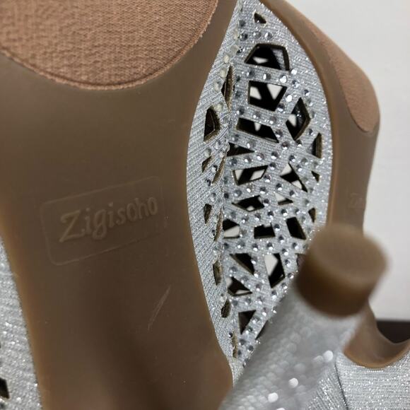 NEW Zigi Soho Drift Caged Peep Toe Ankle Bootie Rhinestone Glitter Heels Size 8 - Picture 10 of 11